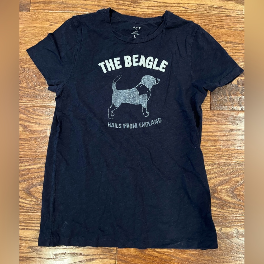 Black Graphic T-Shirt with Beagle Print